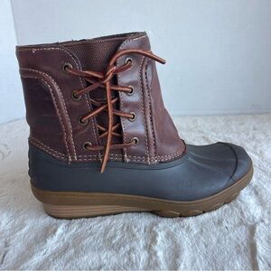 Sperry Duck Brown Leather Boots  Salwater wedge tide Women Size 7